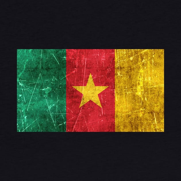 Vintage Aged and Scratched Cameroon Flag by jeffbartels